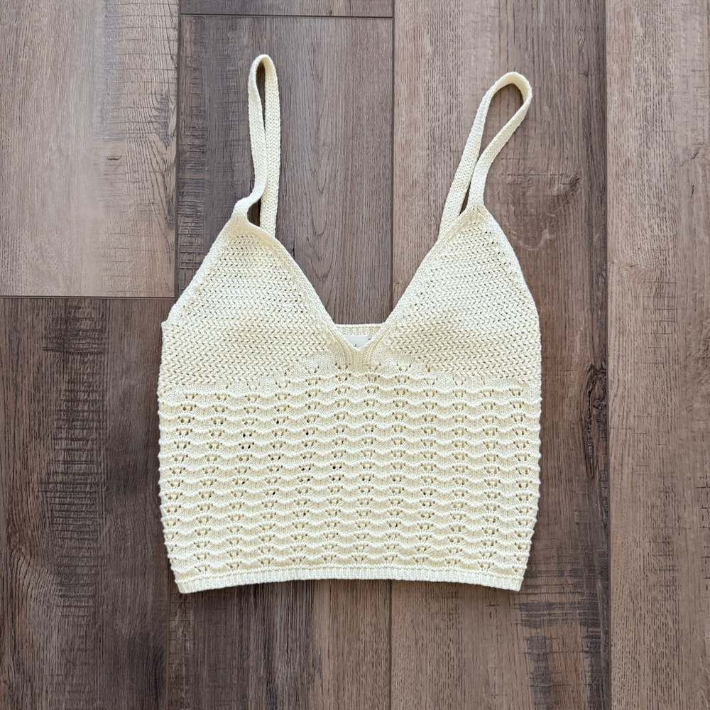Aritzia wilfred crochet evie top in butter yellow